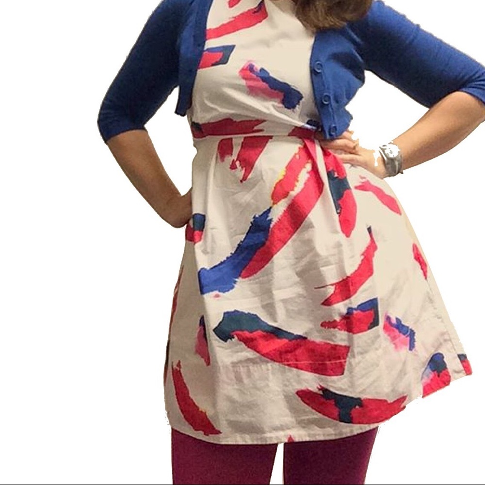 GAP Fit and flare dress brush strokes